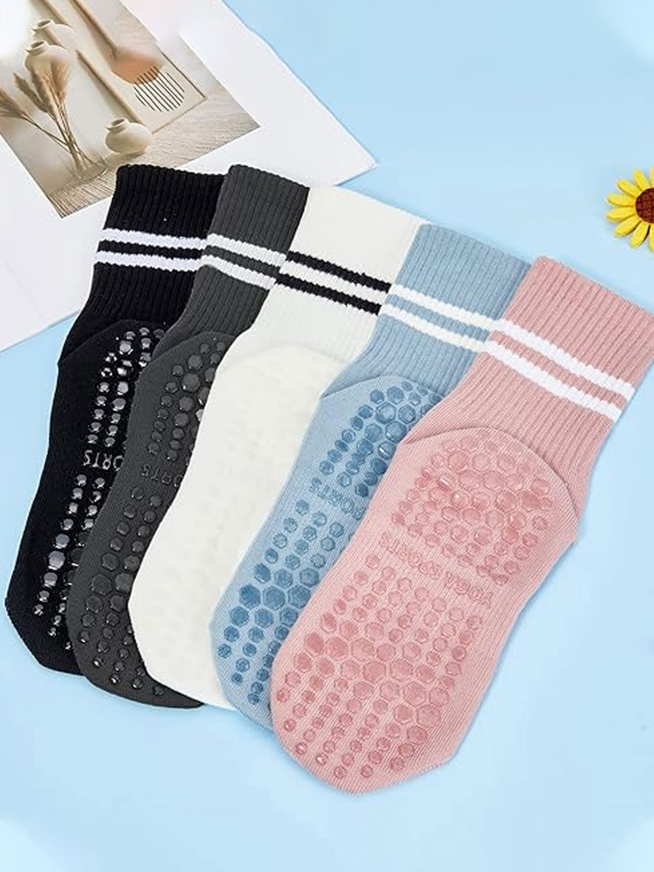 3 pares de calcetines de yoga, - Yoga Mat reseña y precio
