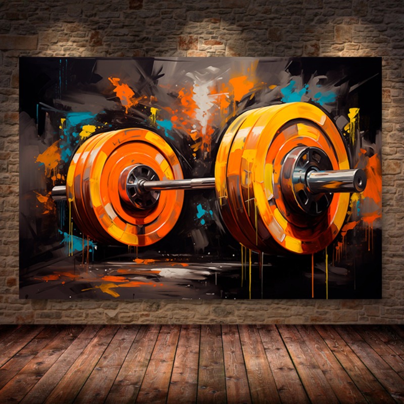 Pintura en lienzo con mancuern - Sports Equipment Poster reseña y precio
